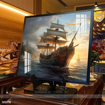 Tranh thuyền buồm vàng phong thủy đẹp
