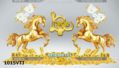 File ngựa tết 3d năm bính ngọ đẹp tài lộc 1015VTT
