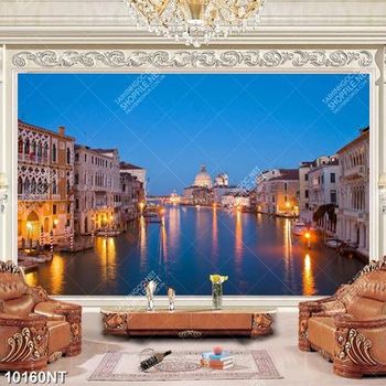 Tranh những tòa nhà bên dòng sông