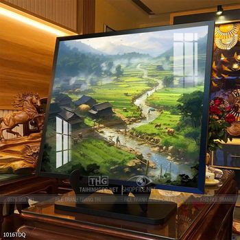 Tranh làng quê decor trang trí tường nhà