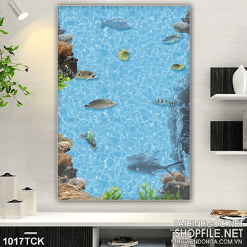 Tranh khổ dọc hồ nước trong