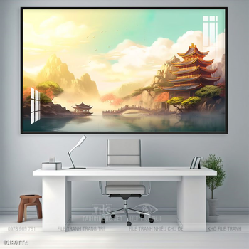 Tranh phong thủy nước non tuyệt đẹp