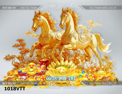 File tranh psd ngựa vàng phi nước đại tết 1018VTT