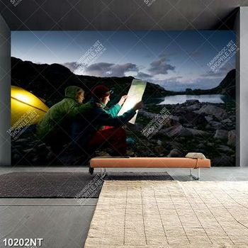 Tranh cắm trại bên hồ