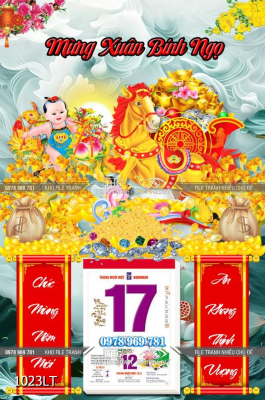 File lịch ngựa thần tài vàng bạc đá quý 1023LT File lịch ngựa thần tài vàng bạc đá quý 1023LT