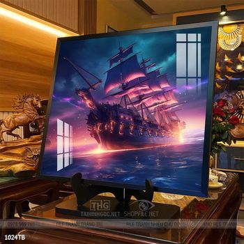 Tranh thuyền buồm vàng phong thủy đẹp