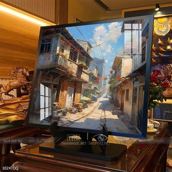 Tranh làng quê cánh đồng lúa chín