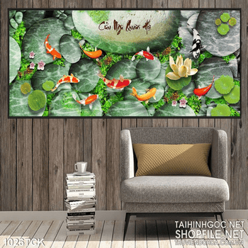 Tranh cá chép và hòn đá cuội 3d wall