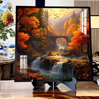 Tranh phon thủy sông, núi và mặt trời