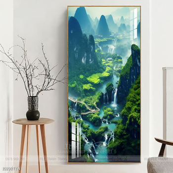 Tranh phong thủy phong cảnh thác nước thiên nhiên