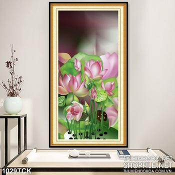 Tranh 3d hoa sen giả ngọc
