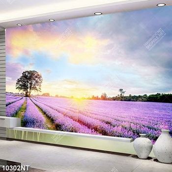 Tranh cánh đồng hoa oải hương tím