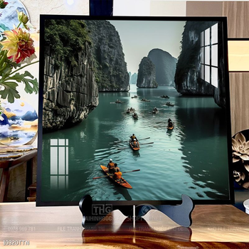 Tranh phon thủy sông, núi và mặt trời