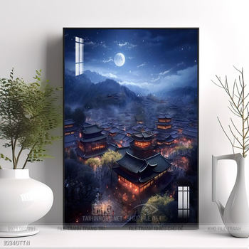 Tranh phong thủy phong cảnh thác nước thiên nhiên