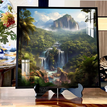 Tranh phon thủy sông, núi và mặt trời