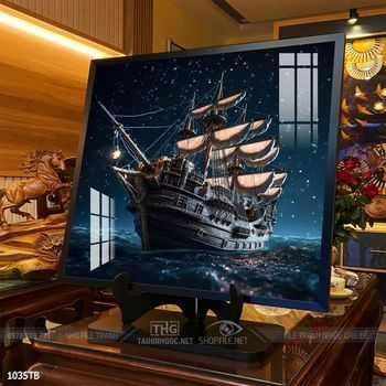 Tranh thuyền buồm vàng phong thủy đẹp