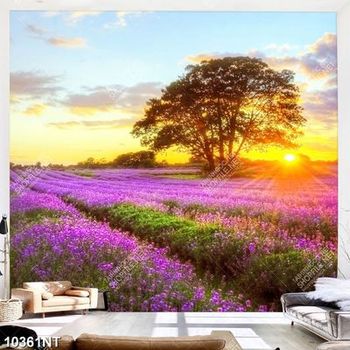 Tranh cánh đồng hoa tím tuyệt đẹp