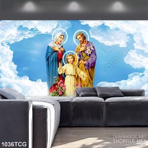 Tranh công giáo gia đình nhỏ hạnh phúc của thánh gia