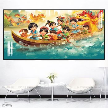 Tranh làng quê cánh đồng lúa chín