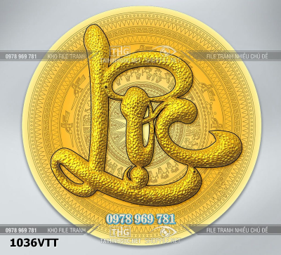 File psd chữ lộc thư pháp 3d vàng gold 1036VTT