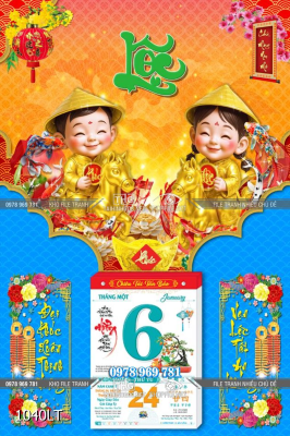 File tranh lịch tết em bé nghộ nghĩnh chibi 1040LT File tranh lịch tết em bé nghộ nghĩnh chibi 1040LT