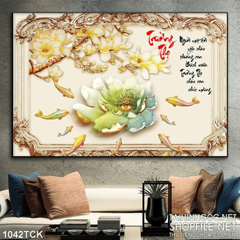 Tranh wall hoa sen giả ngọc trường thọ