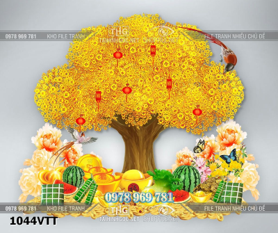 File cây tiền kim tiền dưa hấu vàng bạc đá quý tết năm mới 1044VTT