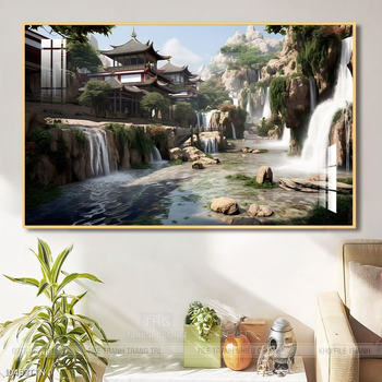 Tranh phon thủy sông, núi và mặt trời