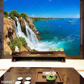 Tranh thác nước chảy ra biển tuyệt đẹp