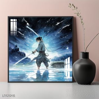 Mẫu tranh Samurai trang trí tường nhà