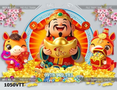 File psd png tách lớp con ngựa tết thần tài ôm thỏi vàng 1050VTT