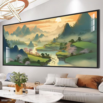 Tranh phong thủy phong cảnh thác nước thiên nhiên