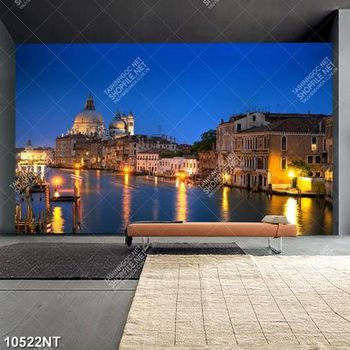 Tranh phố đêm bên sông