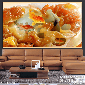 Tranh ngọc 3d in uv cá chép đẹp ấn tượng