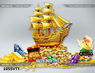 File thuyền buồm vàng bạc đá quý thuận buồm xuôi gió tết psd 1055VTT