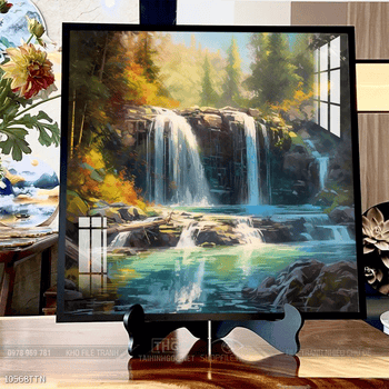 Tranh phong thủy phong cảnh thác nước thiên nhiên