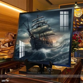 Tranh thuyền buồm vàng phong thủy đẹp