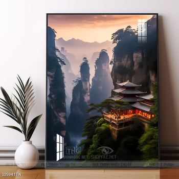 Tranh phong thủy phong cảnh thác nước thiên nhiên