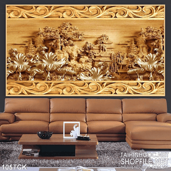 Tranh hoa sen, cá chép điêu khắc nghệ thuật