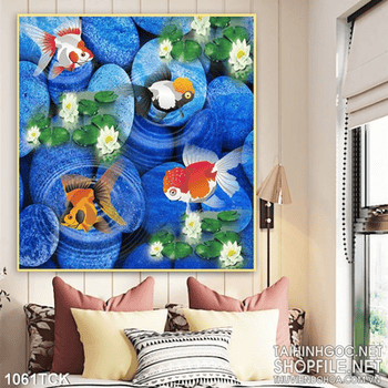 Tranh cá vàng đẹp ấn tượng 3d