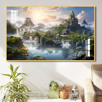 Tranh phong thủy phong cảnh thác nước thiên nhiên