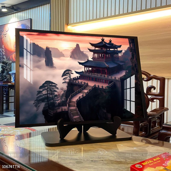 Tranh phon thủy sông, núi và mặt trời