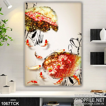 Tranh nghệ thuật cá chép koi in uv đẹp psd