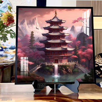 Tranh phon thủy sông, núi và mặt trời