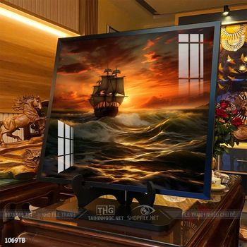 Tranh thuận buồm xuôi gió cánh buồm vàng đẹp nhất