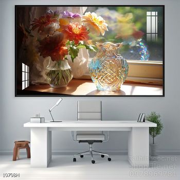 Tranh bình hoa đẹp decor trang trí tường