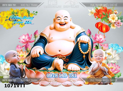File psd tư liệu ông phật di lặc mai đào tết 1071VTT