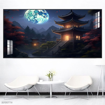 Tranh phon thủy sông, núi và mặt trời