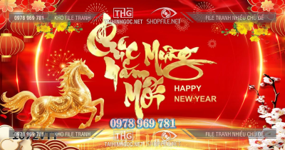 File tranh phông nền background tết chúc mừng năm mới 2026 con ngựa 1072VTT