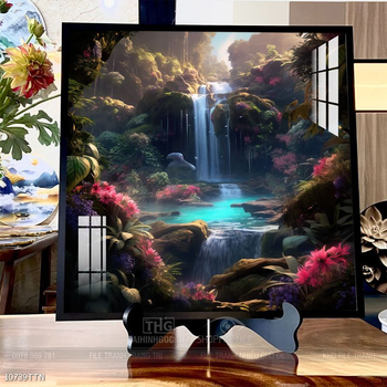 Tranh phon thủy sông, núi và mặt trời